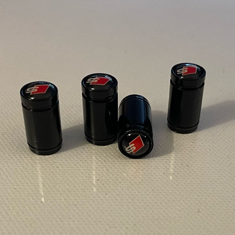 S Line Audi Valve Stem Caps in Black Set of 4 NWT